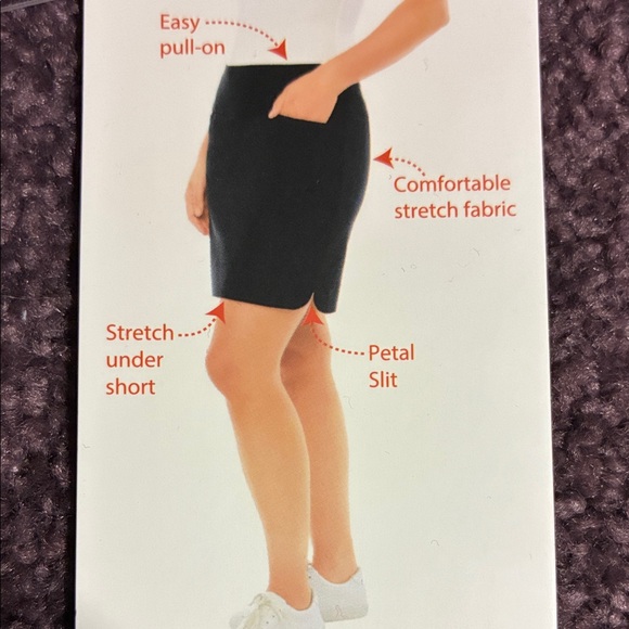 S.C. & Co. Black Stretch Skirt w Shorts Skort
Tummy Control Petal Slit Womans XL - Picture 2 of 5